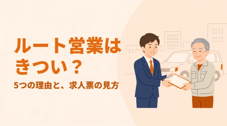 ルート営業の担当者が取引先へ書類を手渡しているイラスト